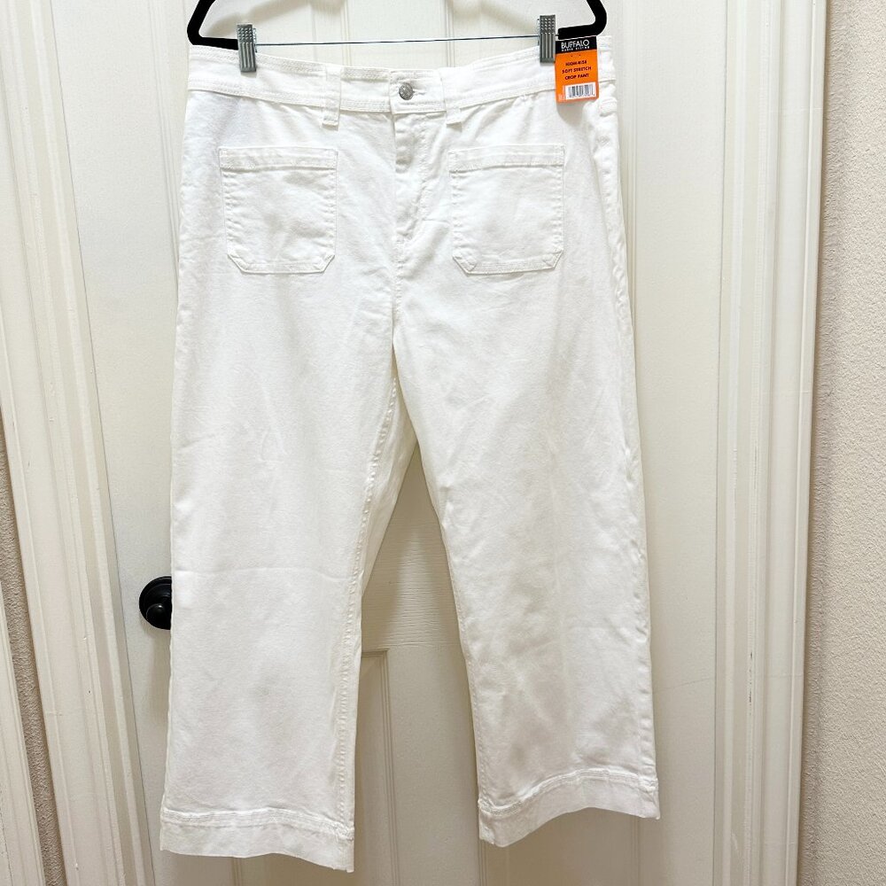 Buffalo Women's High-rise Brigette Jeans Size 16 White Stretch Crop Pant (NEW)